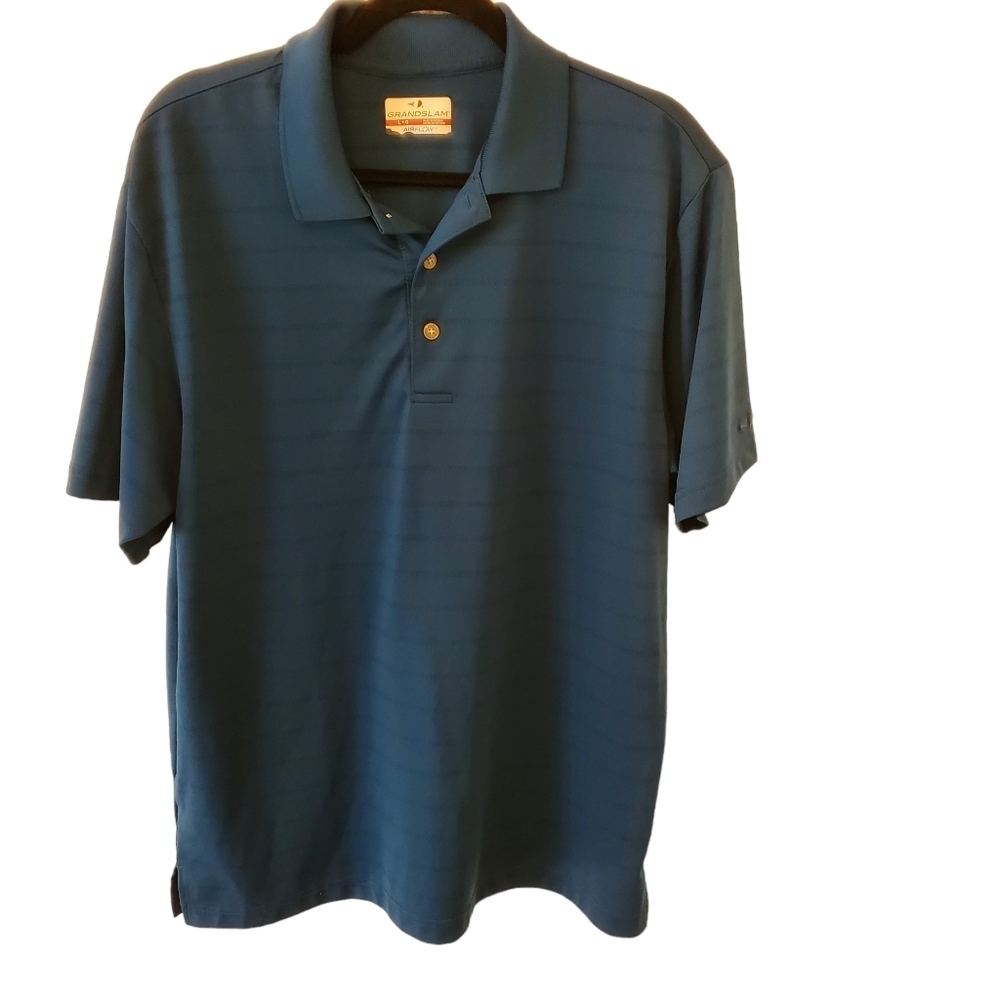 Grand Slam Large Air Flow Golf Blue Polo T Shirts